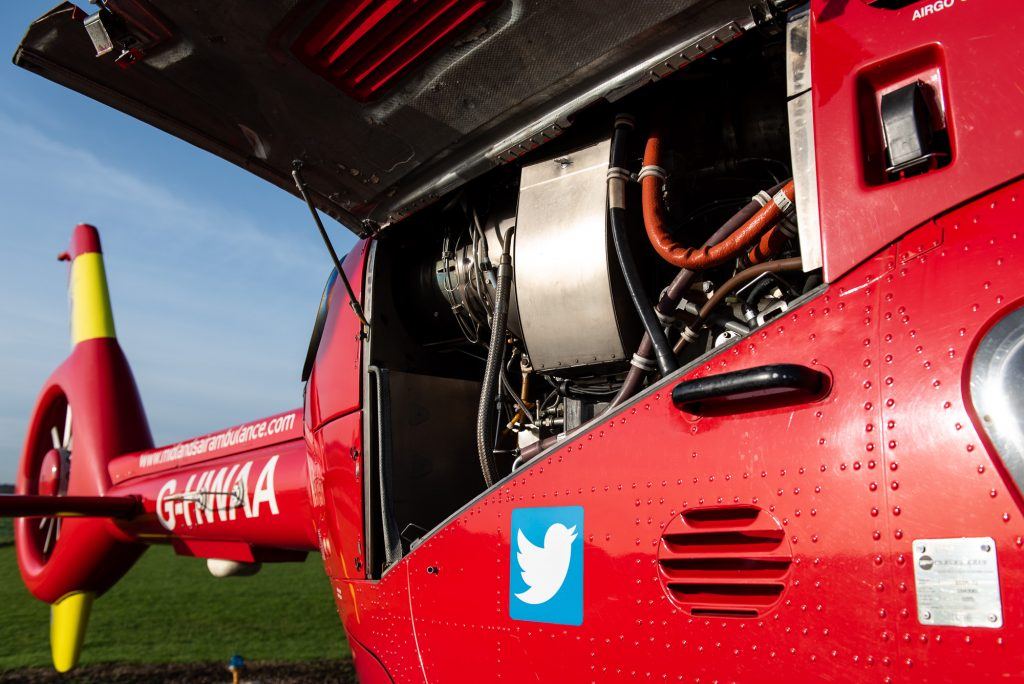 Promo shot of the Midlands Air Ambulance Aircraft Engine