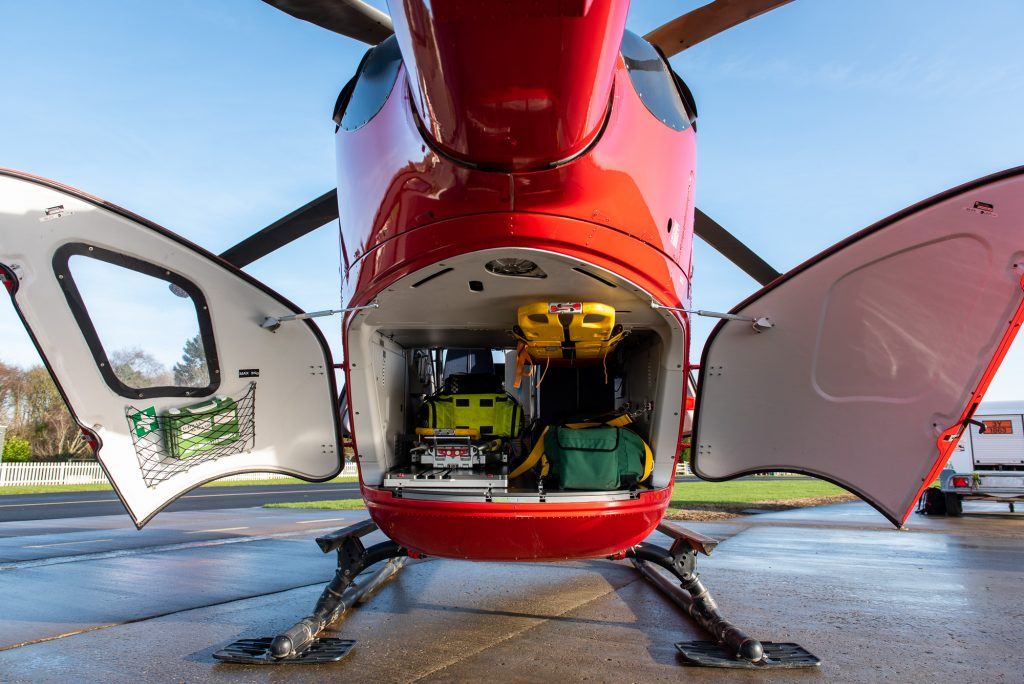 Promo shot of the Midlands Air Ambulance Aircraft Rear Doors