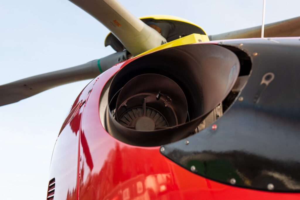 Promo shot of the Midlands Air Ambulance Aircraft Engine Outlet