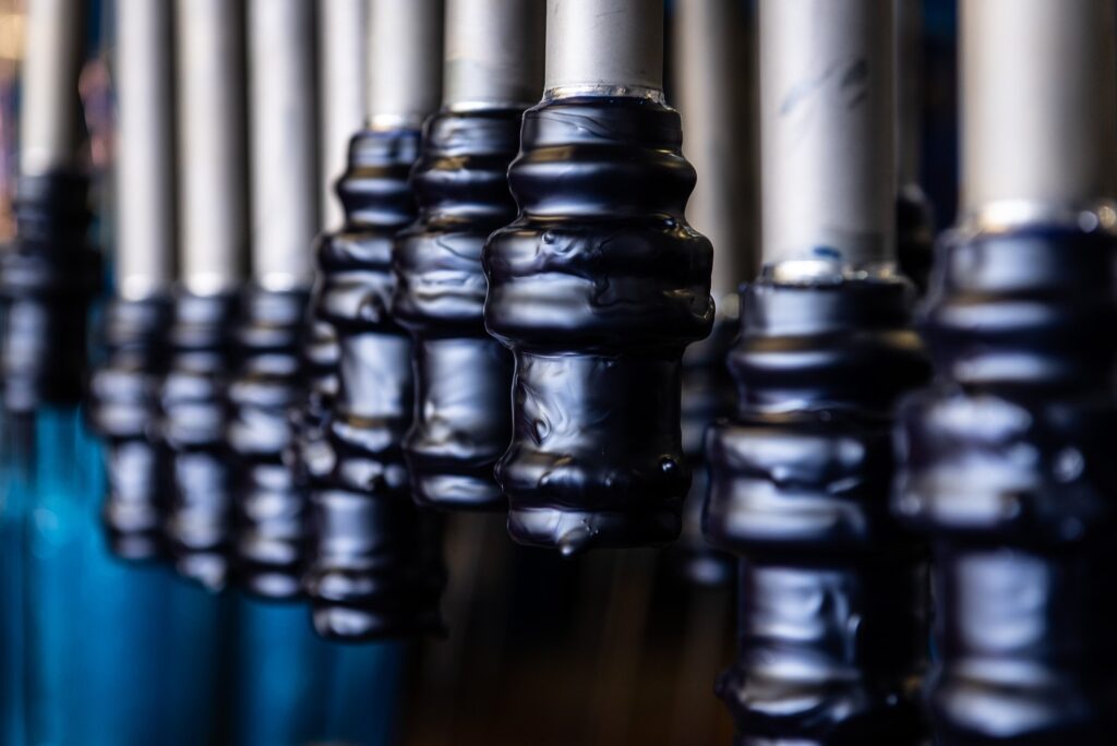 Close up of masked components at Poeton Industries, Gloucester