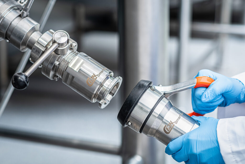 On-site Industrial Photography of a hose connector in a food a beverage setting